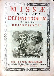 MISSAE IN AGENDA DEFUNCTIRUM TANTUM DESERVIENTES. SENIS 1777 - Picture 1 of 1