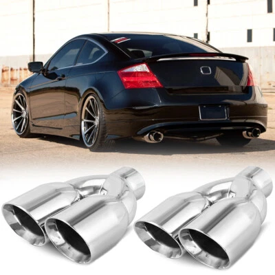 2*Muffler Tip 2.5" In/3.5" Double Outlet Stainless For Honda Accord 2001-2021 - Image 1 of 4