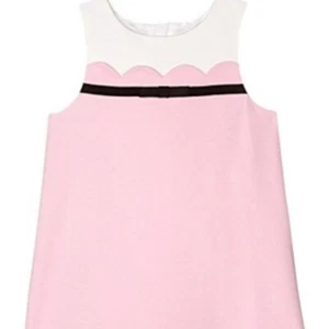 KATE SPADE New York Sz 14 Girl's Sleeveless Dress Pink Off White Black Bow Shift - Picture 1 of 8
