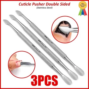 Set of 3 Cuticle Pusher Remover Nail Cleaner Manicure Pedicure Tools - Picture 1 of 7