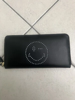 Cartera larga de cuero con cremallera pegatinas emoji negras Anya Hindmarch Foto 1 de 4