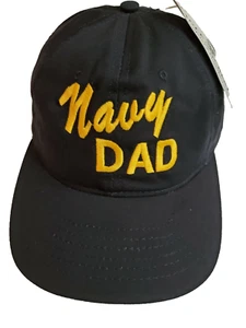 NAVY DAD HAT BASEBALL CAP BY EAGLE CREST MADE in USA BLACK with GOLD EMBROIDERY - Picture 1 of 6