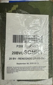 2020 Jeep Renegade Trailhawk Sport Latitude Limited Owner's Manual case inserts - Picture 1 of 2