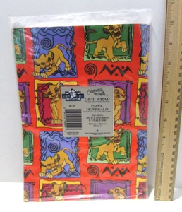 Vtg Mickey's Stuff For Kids LION KING Gift Wrap Paper Sealed New USA 2 sheets - Bild 1 von 12