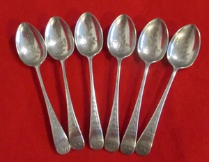 6 Atkins Brothers Espresso Coffee Spoons Chased Leaf Design On the Bowls Cutlery - Picture 1 of 10