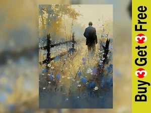 Solitary Stroll at Dawn 5"x7" Print on Matte Paper | Atmospheric Watercolor Art - Picture 1 of 7