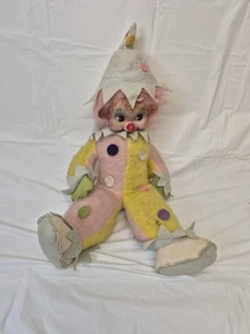 rushton rubber face clown doll Vinyl Plush Pink Hair Condition Read Description - Picture 1 of 8