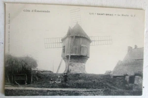 Vintage 1910er Jahre Prelinen Postkarte der Windmühle, Saint-Briac, Frankreich - Bild 1 von 2