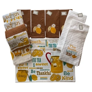 13 Pc Set Sweet Tea 4 Placemats 4 Napkins 5 Absorbent Towel Set Lemon Daisy - Picture 1 of 10