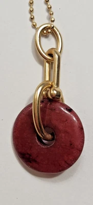 Collar Colgante Jade Fresa Marca Lucky Cadena Beadball Tono Dorado Mate Foto 1 de 4