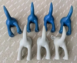 IKEA Bastis Perro Cola Perchas de Pared Ganchos Correa Llaves Chaqueta Azul y Gris Lote de 7 - Imagen 1 de 6