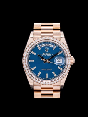 Rolex 128345RBR Día Fecha Presidente Oro Rosa 18K Esfera Azul 2025 Foto 1 de 4