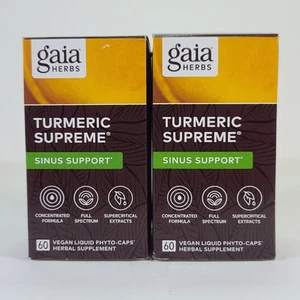 2x Gaia Herbs Turmeric Supreme Sinus Support Supplement 60 Liquid Caps 02/2026 - Picture 1 of 6