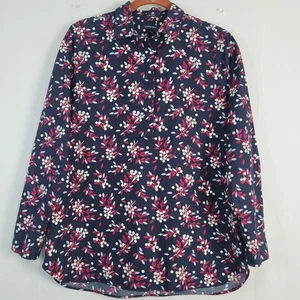 Lands' End No Iron Supima Langarm Popover Top Gr. 12P Navy Multi Karrierekleidung - Bild 1 von 6