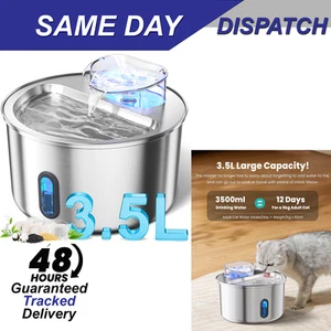 Fontana Acqua per Gatti in Acciaio Inox da Bere, Fontana per Gatti 3,5L con 3 Ricambi - Foto 1 di 6