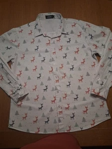 Jogal Holiday Christmas Print Button Down  Long Sleeved Shirt Size L   - Picture 1 of 8