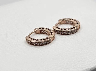 ❤️Authentic Pandora ROSE PAVE HEART HOOP EARRINGS 🎁 - Image 1 of 4