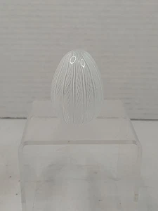 Vintage Murano Egg White Ribbon Latticino Ribbon Glass Paperweight 2"H - Picture 1 of 7