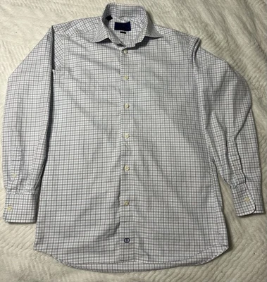 David Donahue Shirt Mens 15.5 32/33 Blue Purple Plaid Dress Button Down Cotton - Image 1 of 4