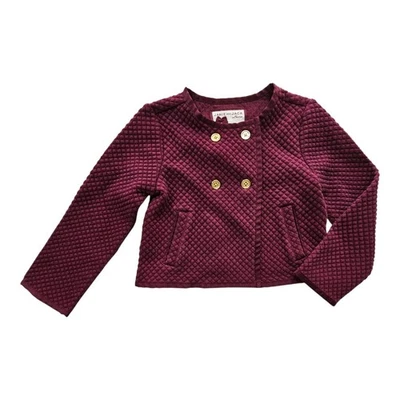 Janie And Jack Quilted Peacoat Jacket Girl 2T Plum Purple Double Breasted - Image 1 of 4