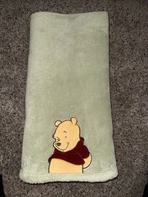 Disney Winnie The Pooh Green Plush Baby Blanket 38x30 - Image 1 of 4