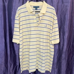 Masters Collection Polo Men’s XL Yellow Striped Pima Cotton Augusta Golf Shirt - Picture 1 of 6