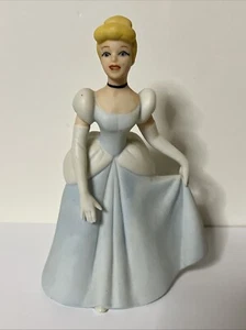 Disney Cinderella 1990 Ceramic Porcelain 6” Figurine Blue Dress Matte Finish - Picture 1 of 6