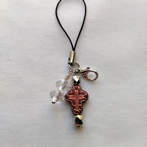 Cross Beaded Phone Charm Dangle Lanyard Hanging Pendant Chain Car Decor Handmade - Photo 1 sur 4