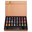 UBEART Glass Dip Pen Ink set28 Pieces Calligraphy Set Includes 24 Colors Ink ...