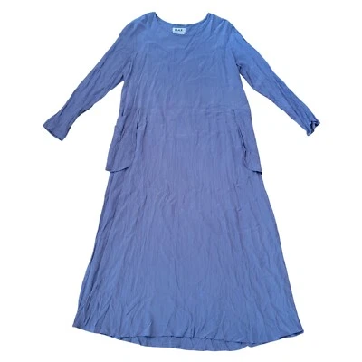 Maxi Vestido L L Manga Larga Arrugado Rayón Bolsillos Lagenlook Púrpura Foto 1 de 4