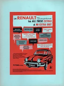 Renault Dauphine 1960 ""extras sin costo adicional"" original anuncio en color raro - Imagen 1 de 1