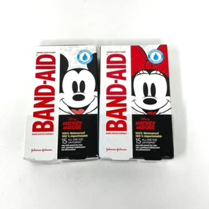 2 Pack Band-Aid Kids Waterproof Disney Mickey Minnie Mouse Bandages 15 ct NEW - Bild 1 von 4