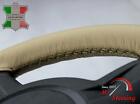 FOR Smart PURE 13-16 BEIGE LEATHER STEERING WHEEL COVER BROWN STIT