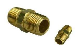 1/4" Brass Male NPT Pipe Thread Hex Nipple Air Ride Suspension Hydraulics - Picture 1 of 1