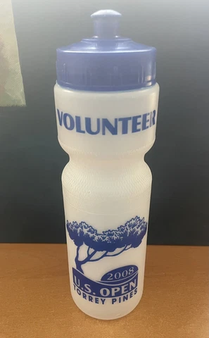2008 US Open Torrey Pines Volunteer Water Bottle, Golf Souvenir, Tiger Woods Win Cover