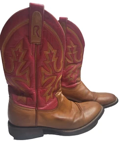 Rod Patrick Boots Men's 10.5C Red/Brown Western Cowboy Leather Handmade - Picture 1 of 8