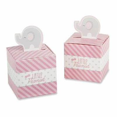 24 Cajas de Favor de Baby Shower Elefante Pequeño Cacahuete Baby Shower Favores Rosa Foto 1 de 2