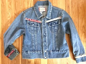 TCP The Childrens Place Jean Jacket Girls Size Large 10-12 Sequin Pink White Vtg - Picture 1 of 12