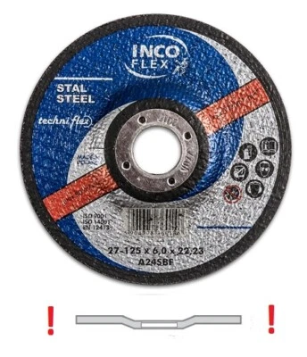 INCO FLEX Schleifscheibe Ø115 125 180 230 x 6mm Metall Blech Stahl Metall-Schleifscheibe