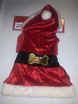 Talla XS X Pequeño 9-11" Traje de Papá Noel Perro Mascota Disfraz Rojo Terciopelo Blanco Imitación Piel Nuevo Foto 1 de 4