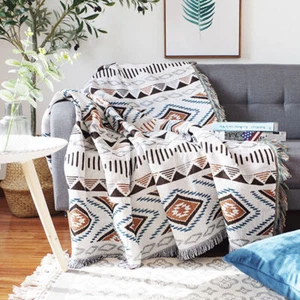 180x180cm Polyester Bohemian Throw Rug Couch Lounge Sofa Blanket Bed Two Sides - Picture 1 of 8