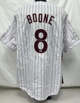Bob Boone Signed Custom White Pinstripe Player Jersey PSA 420 - Image 1 of 4