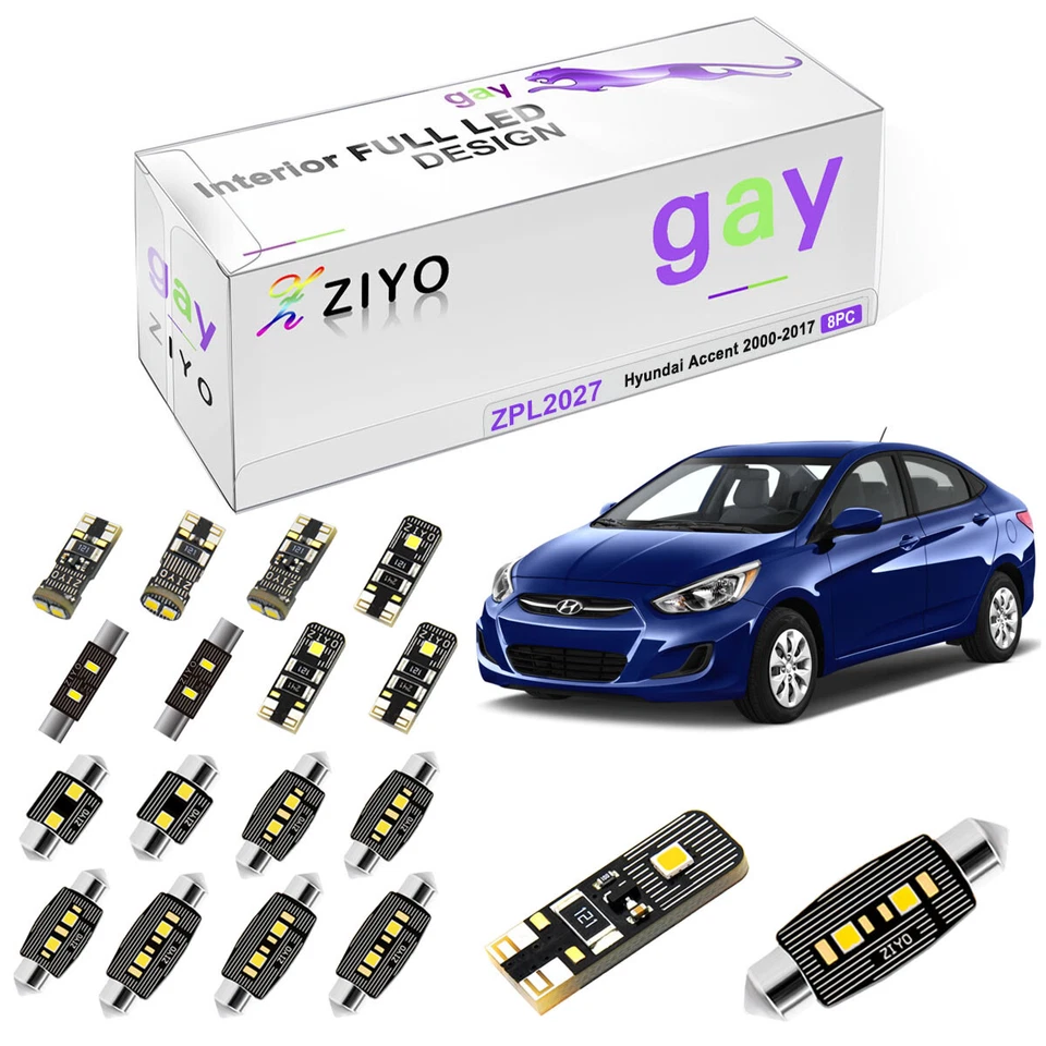 Kit de luces LED interiores blancas brillantes de lujo de 8 piezas para Hyundai Veloster 2011-2018 Foto 1 de 4
