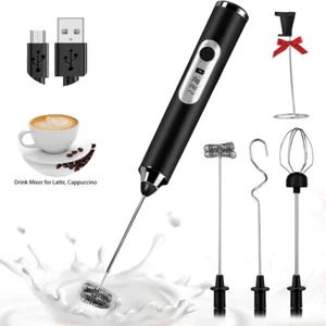 Electric Milk Frother Handheld Drink Foamer Coffee Mixer Egg Beater Double Whisk - Picture 1 of 8