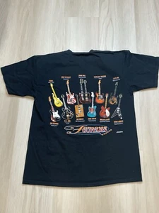 VTG Y2K Famous Guitars T Shirt Black Kurt Cobain Van Halen Rock Music Blues XL - Picture 1 of 11