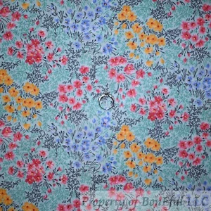 BonEful Fabric FQ Cotton Quilt White Pink Blue Yellow Calico Flower Small Little - Picture 1 of 12