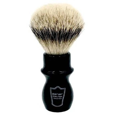 PARKER SAFETY RAZOR Parker Handmade Black Handle Deluxe 100% Silvertip Badger Long Mug Shave Brush