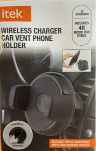 Itek Wireless Charger Car Vent Phone Holder (A1B2sellerabbreviation) - Picture 1 of 2