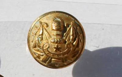 RARE BOUTON UNIFORME MILITAIRE ANCIEN BLASON FLECHE DRAPEAU CROISÉ ÉTOILE D:21mm - Photo 1/2