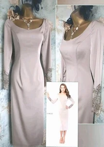 New Mon Cheri Oyster Beige Beaded Mother Bride Wedding Evening Occasion Dress 10 - Picture 1 of 24